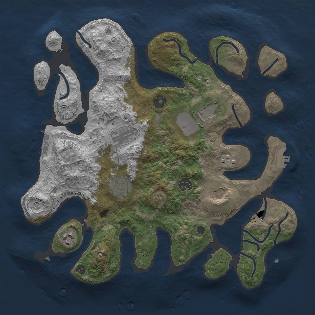 Rust Map: Procedural Map, Size: 3500, Seed: 539878, 12 Monuments