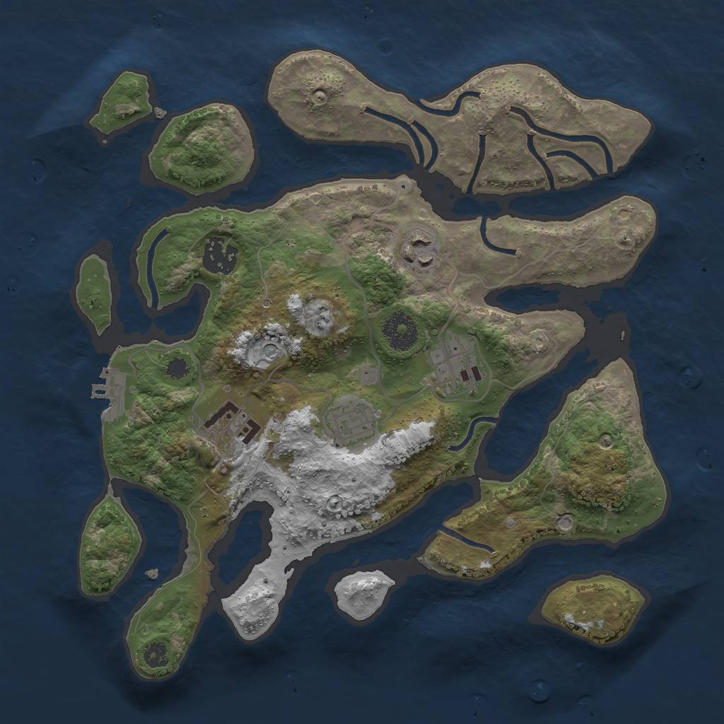 Rust Map: Procedural Map, Size: 3000, Seed: 51375, 9 Monuments