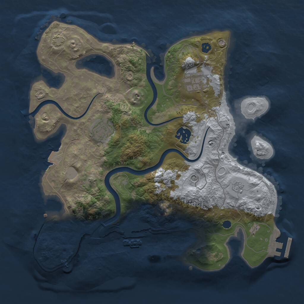 Rust Map: Procedural Map, Size: 3000, Seed: 1011891174, 9 Monuments