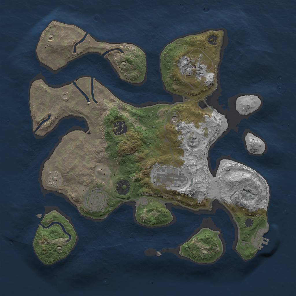 Rust Map: Procedural Map, Size: 3000, Seed: 1011891174, 9 Monuments