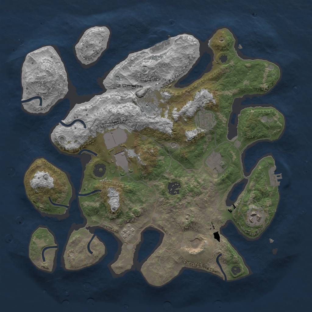 Rust Map: Procedural Map, Size: 3500, Seed: 114142439, 13 Monuments