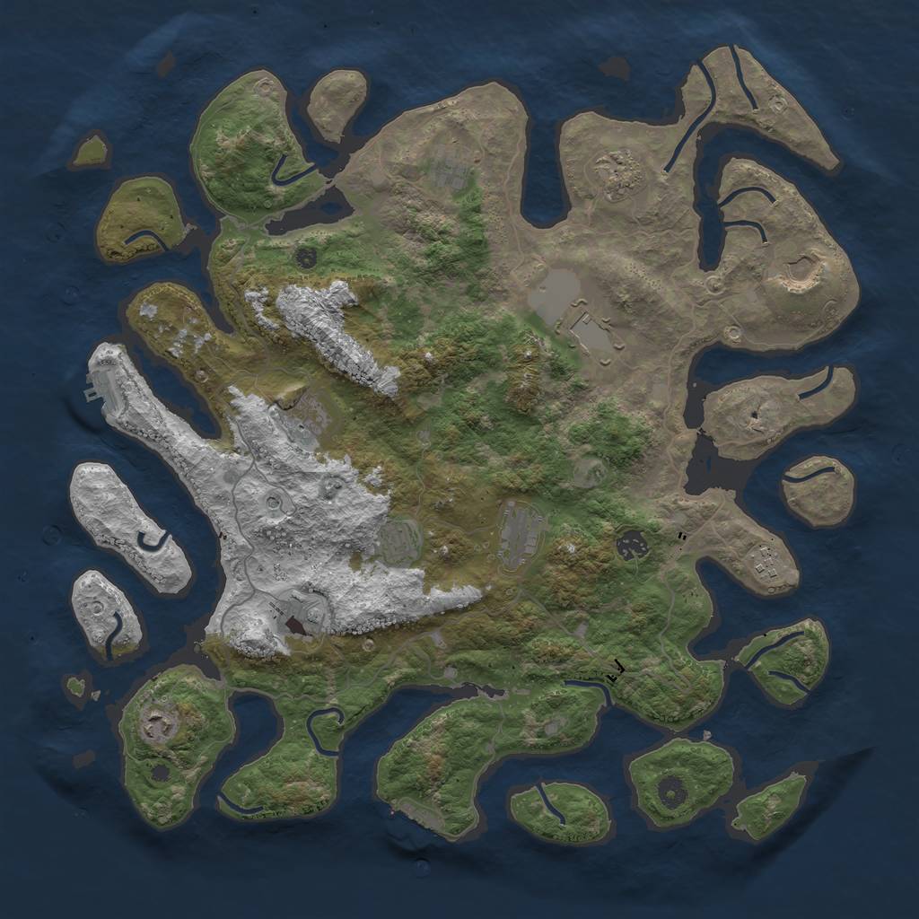 Rust Map: Procedural Map, Size: 4500, Seed: 654335, 16 Monuments