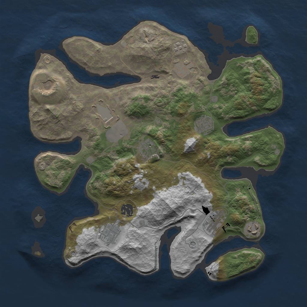 Rust Map: Barren, Size: 3600, Seed: 998485, 13 Monuments