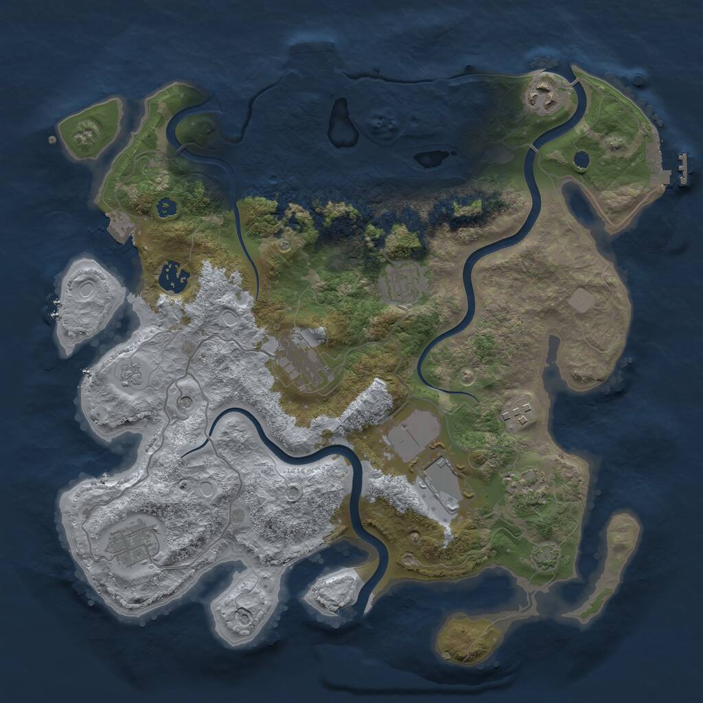 Rust Map: Procedural Map, Size: 3500, Seed: 571829, 14 Monuments