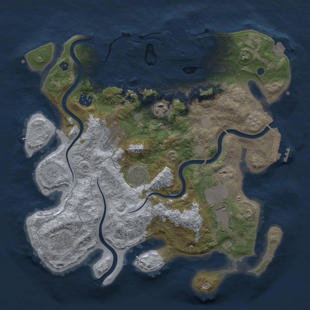 Rust Map: Procedural Map, Size: 3500, Seed: 571829, 13 Monuments