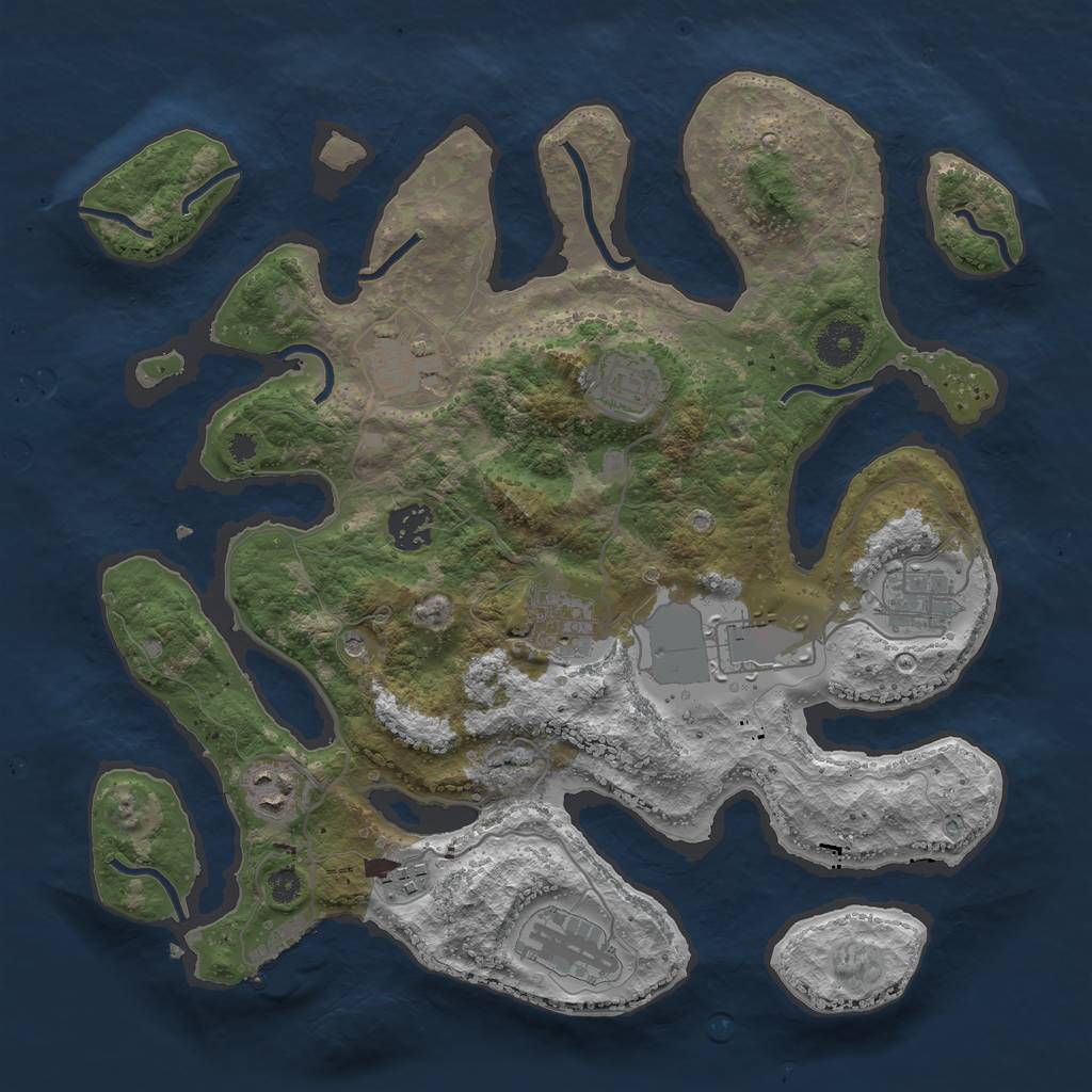 Rust Map: Procedural Map, Size: 3500, Seed: 173709017, 13 Monuments