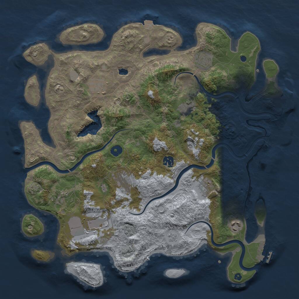 Rust Map: Procedural Map, Size: 4000, Seed: 910108, 16 Monuments