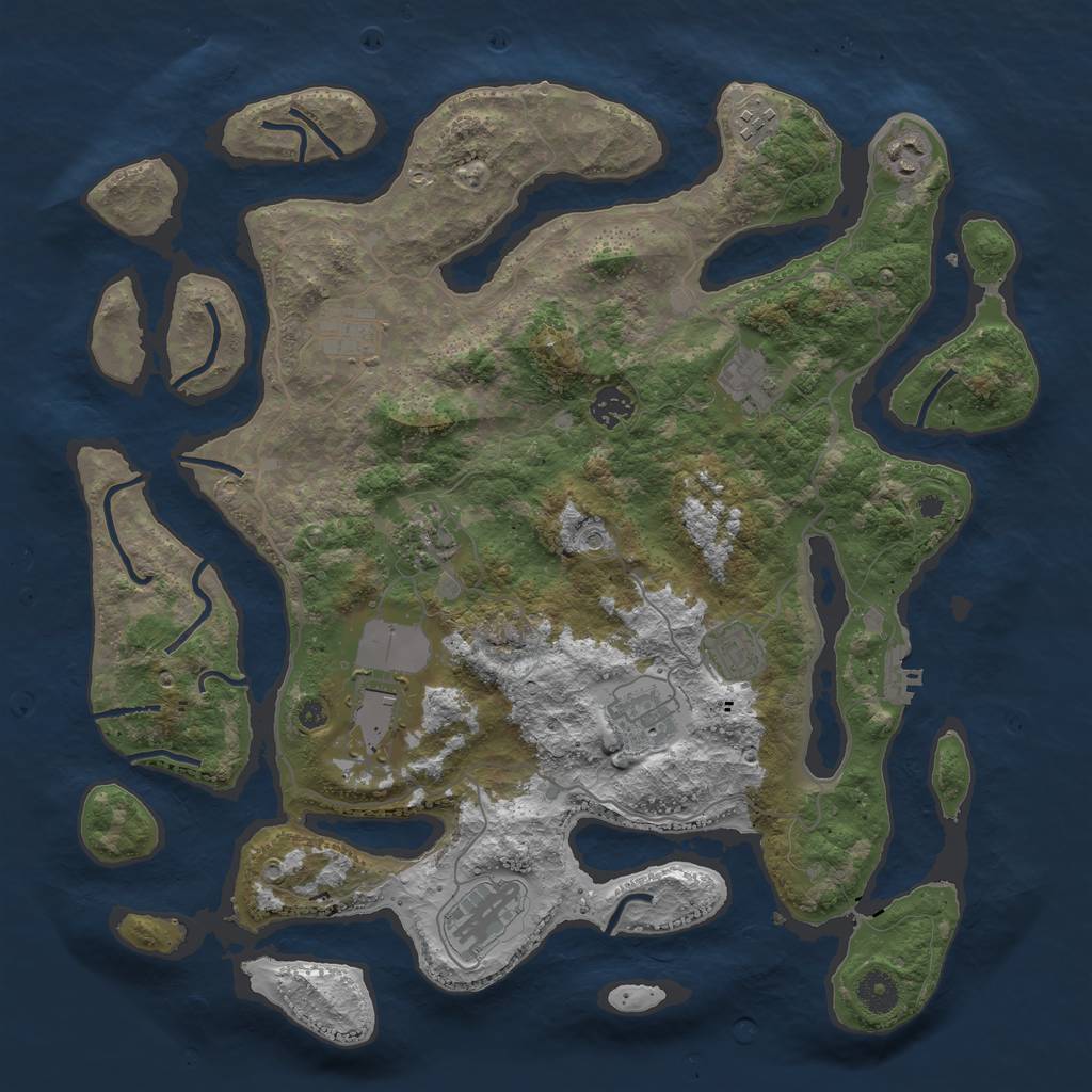 Rust Map: Procedural Map, Size: 4000, Seed: 910108, 14 Monuments