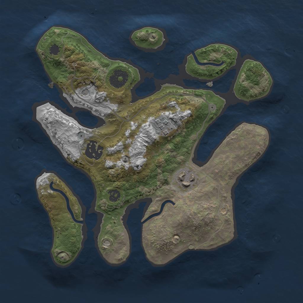 Rust Map: Procedural Map, Size: 2500, Seed: 535178, 6 Monuments