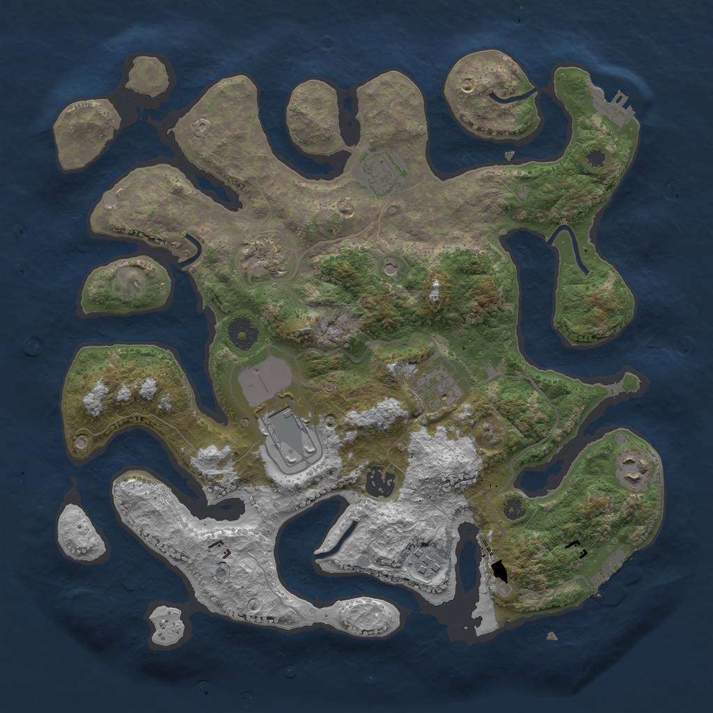 Rust Map: Procedural Map, Size: 3500, Seed: 1834487326, 12 Monuments