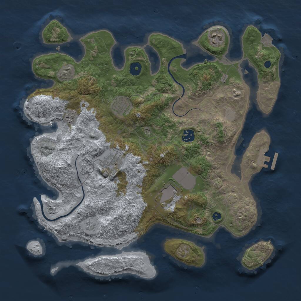 Rust Map: Procedural Map, Size: 3500, Seed: 792290, 11 Monuments