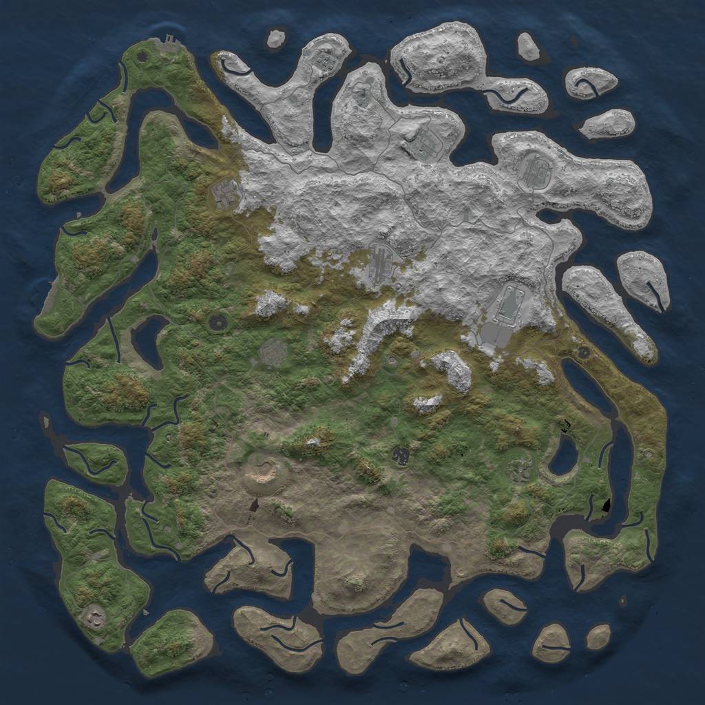 Rust Map: Procedural Map, Size: 6000, Seed: 20592375, 16 Monuments