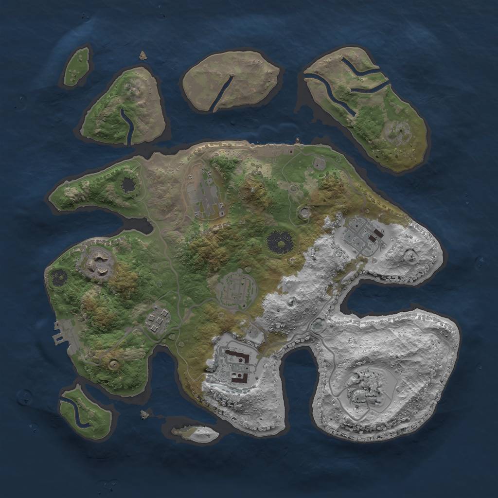 Rust Map: Procedural Map, Size: 3000, Seed: 402039110, 11 Monuments