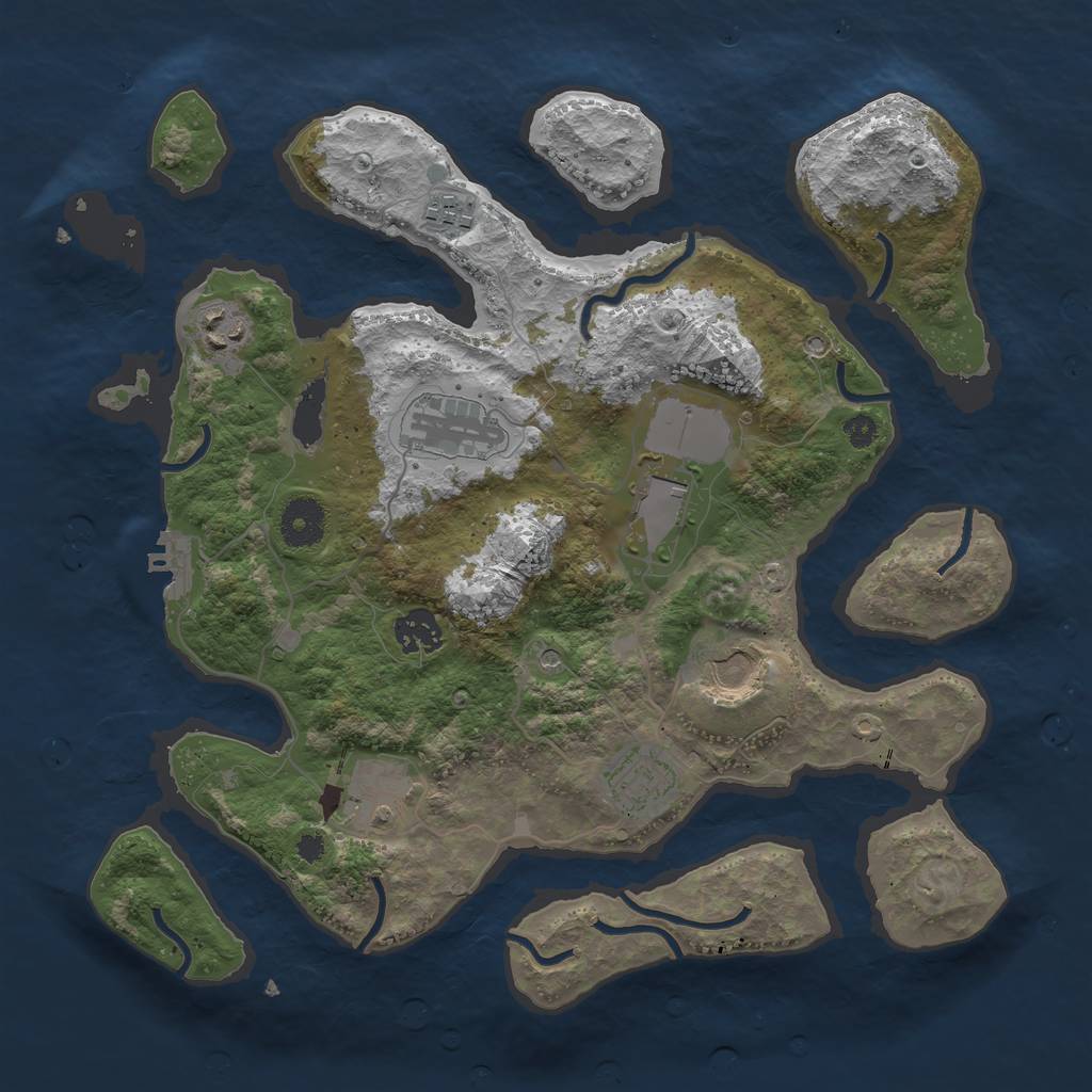 Rust Map: Procedural Map, Size: 3500, Seed: 566319, 12 Monuments