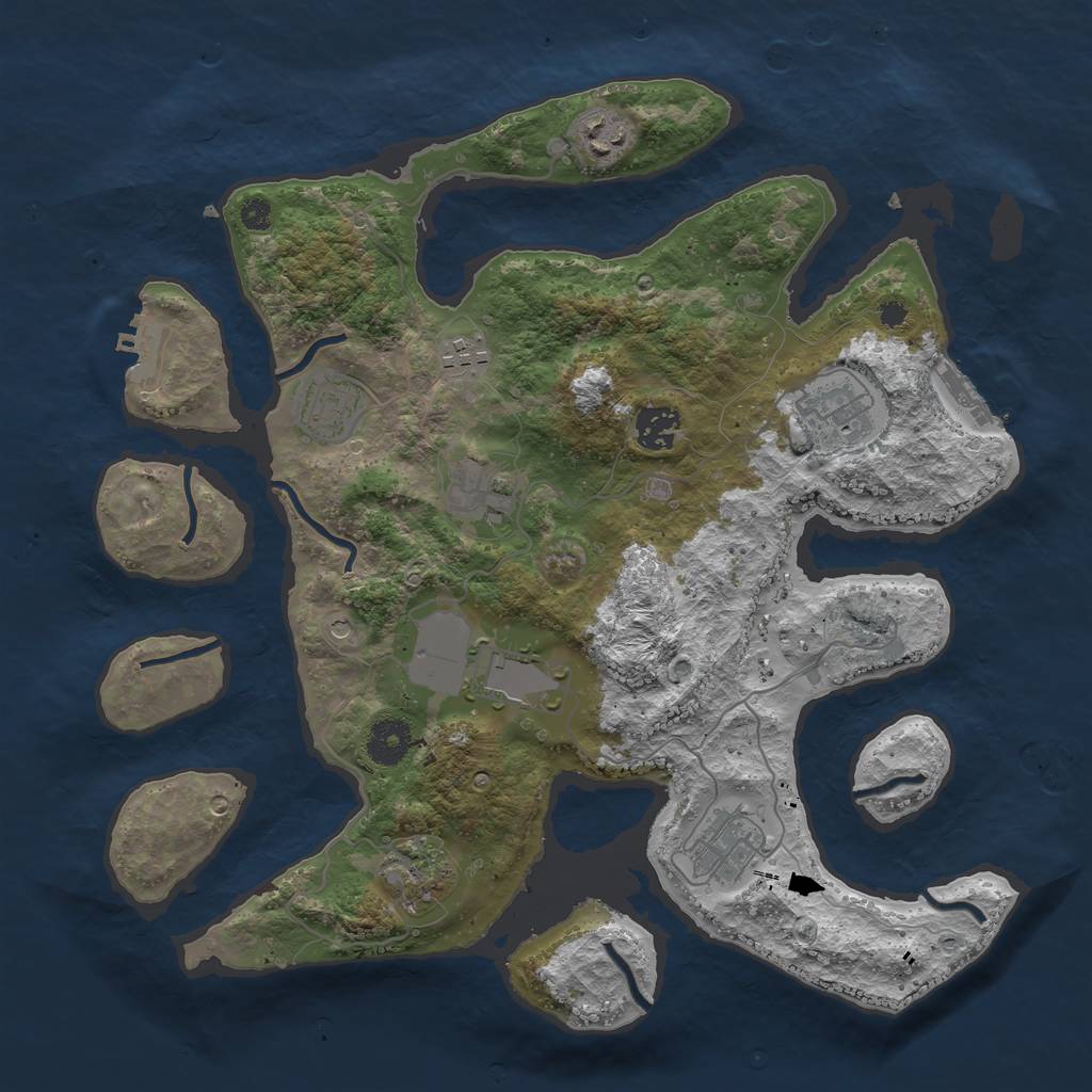 Rust Map: Procedural Map, Size: 3600, Seed: 1132630430, 14 Monuments