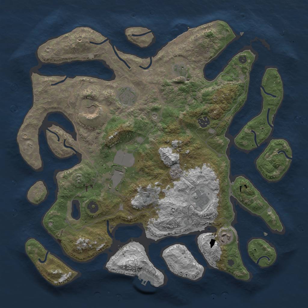 Rust Map: Procedural Map, Size: 4000, Seed: 730720, 13 Monuments