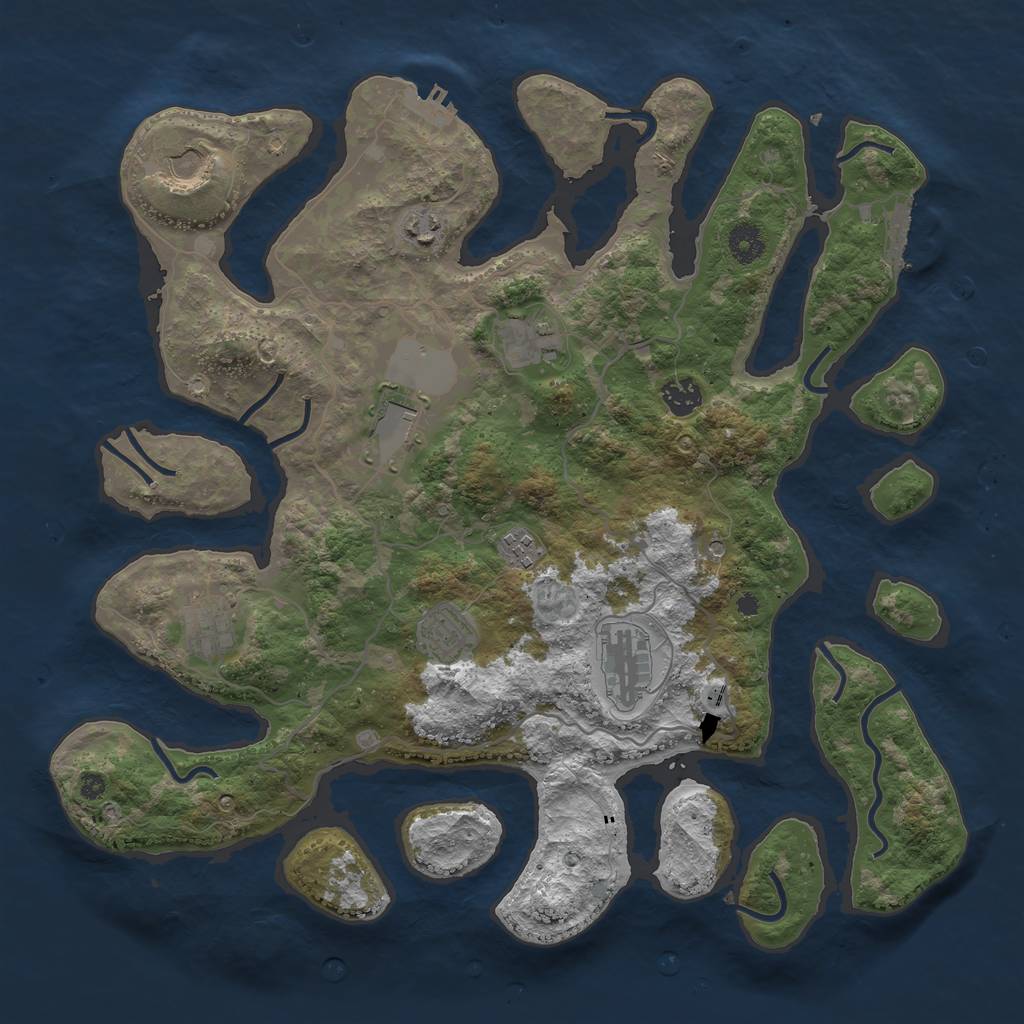 Rust Map: Procedural Map, Size: 4000, Seed: 207686, 14 Monuments