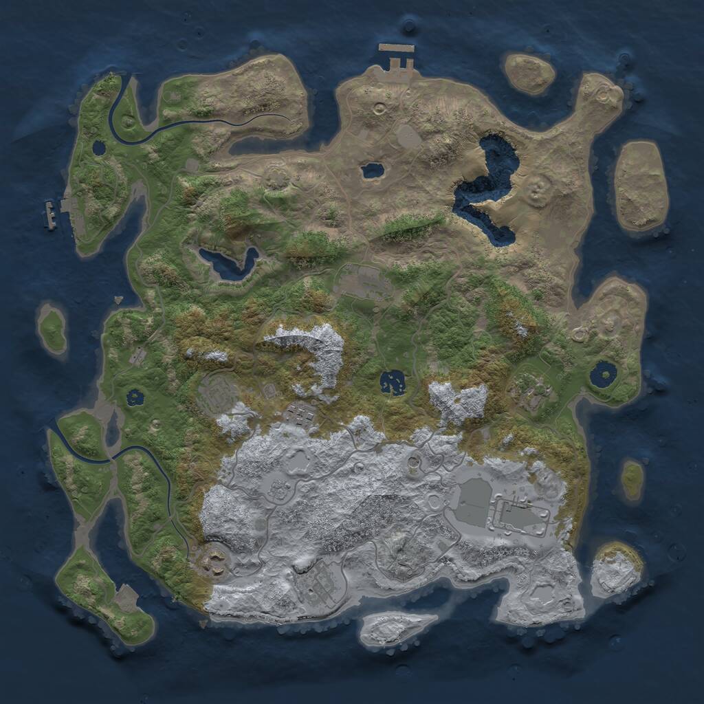 Rust Map: Procedural Map, Size: 4000, Seed: 941215, 14 Monuments