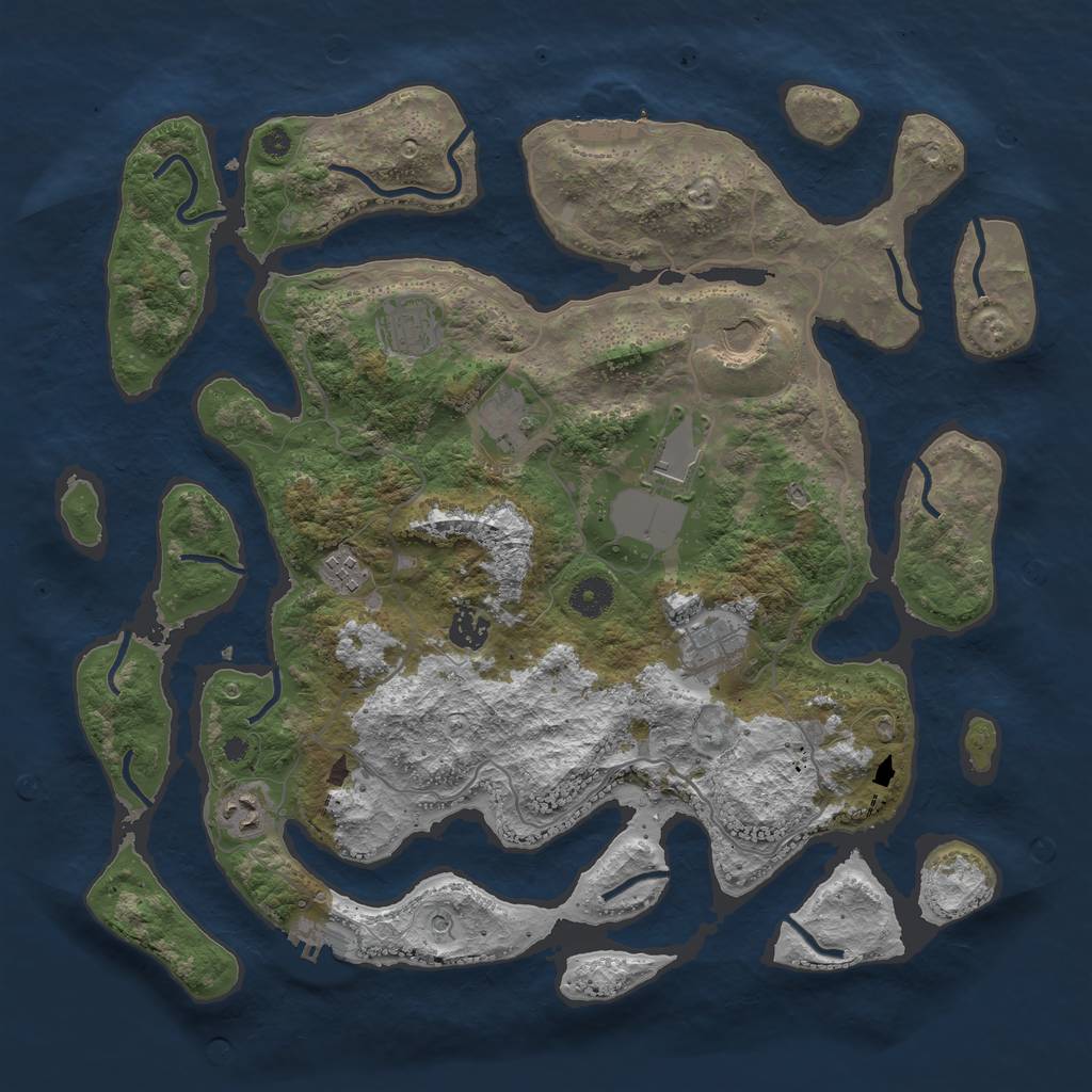 Rust Map: Procedural Map, Size: 4000, Seed: 941215, 13 Monuments