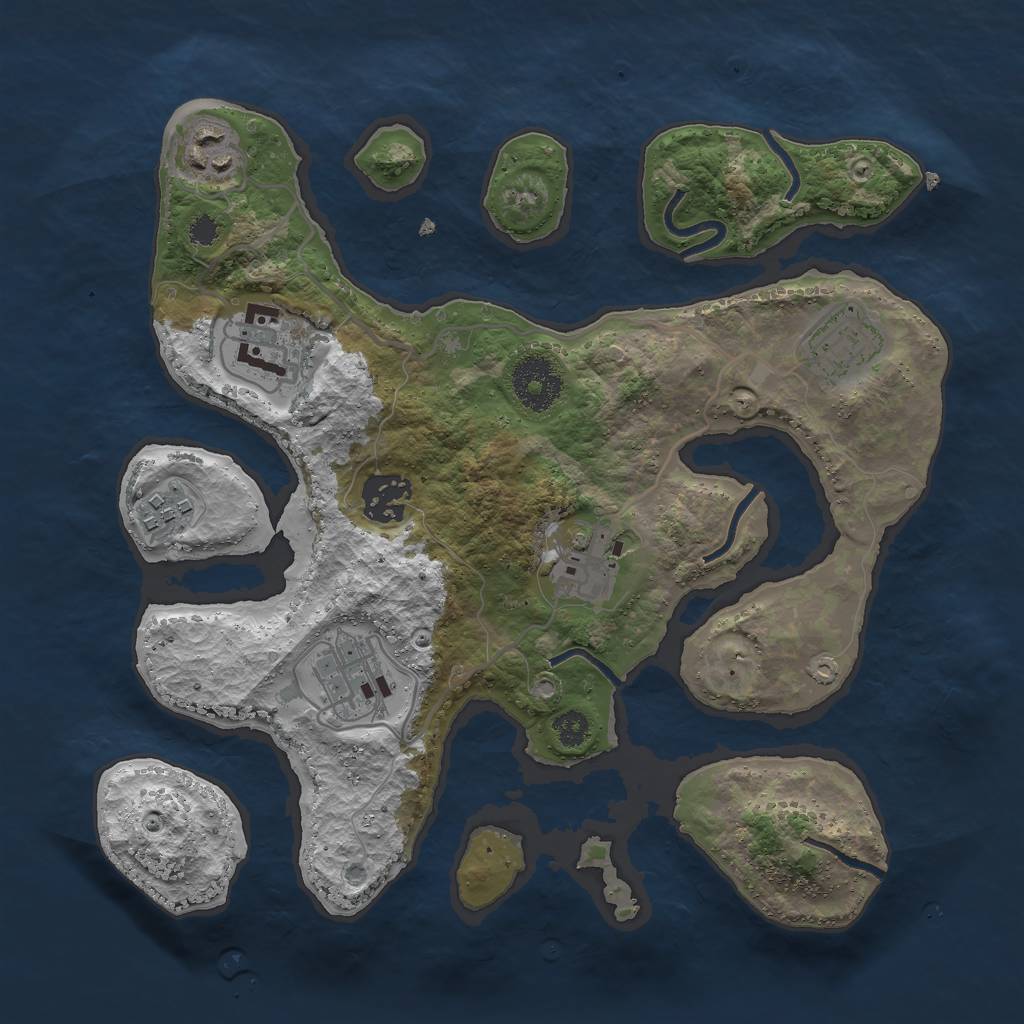 Rust Map: Procedural Map, Size: 3000, Seed: 278805042, 9 Monuments