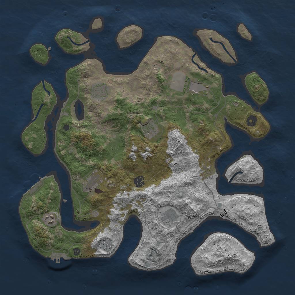 Rust Map: Procedural Map, Size: 4000, Seed: 822422, 13 Monuments