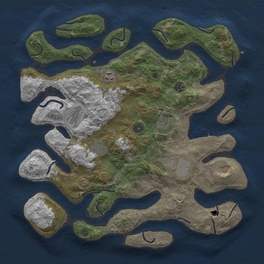 Rust Map: Procedural Map, Size: 4000, Seed: 695247, 11 Monuments