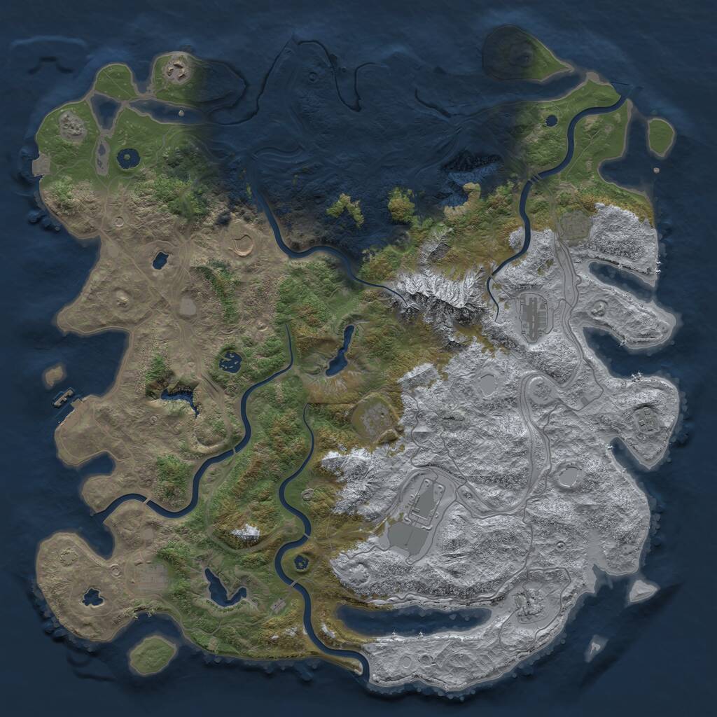 Rust Map: Procedural Map, Size: 5000, Seed: 48480, 16 Monuments