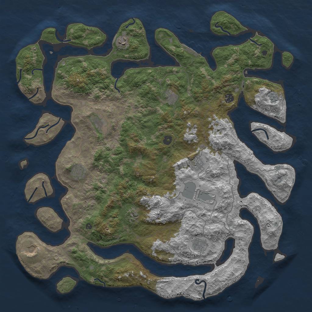 Rust Map: Procedural Map, Size: 5000, Seed: 48480, 15 Monuments