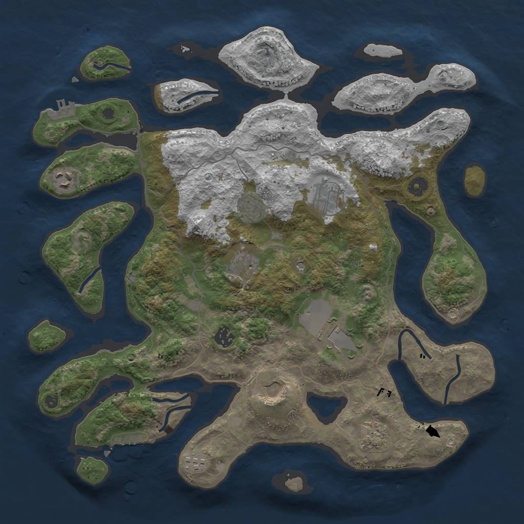 Rust Map: Procedural Map, Size: 4000, Seed: 401316, 14 Monuments