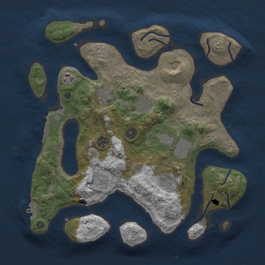 Rust Map: Procedural Map, Size: 3500, Seed: 63467, 14 Monuments