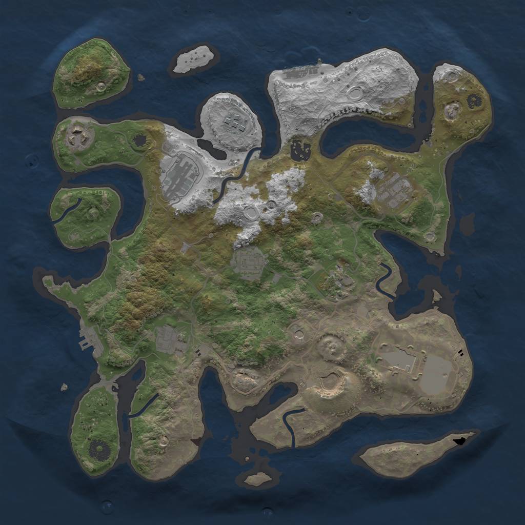 Rust Map: Procedural Map, Size: 3600, Seed: 539823, 18 Monuments