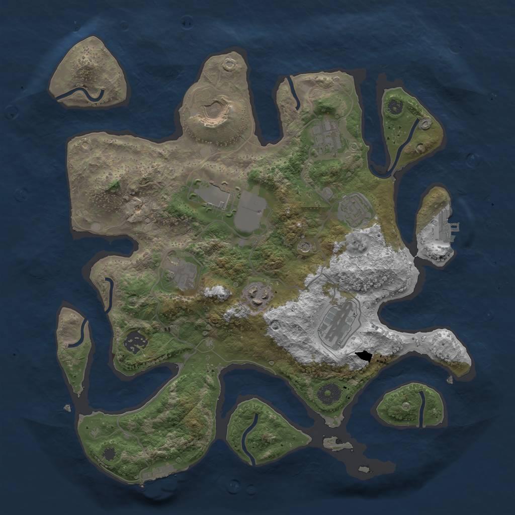 Rust Map: Procedural Map, Size: 3500, Seed: 522007033, 13 Monuments