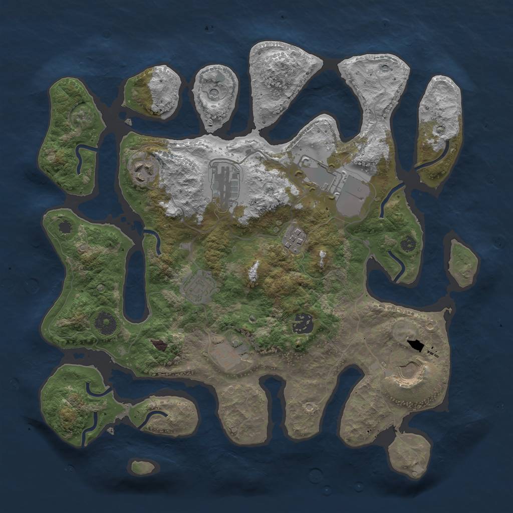 Rust Map: Procedural Map, Size: 3500, Seed: 483423, 11 Monuments