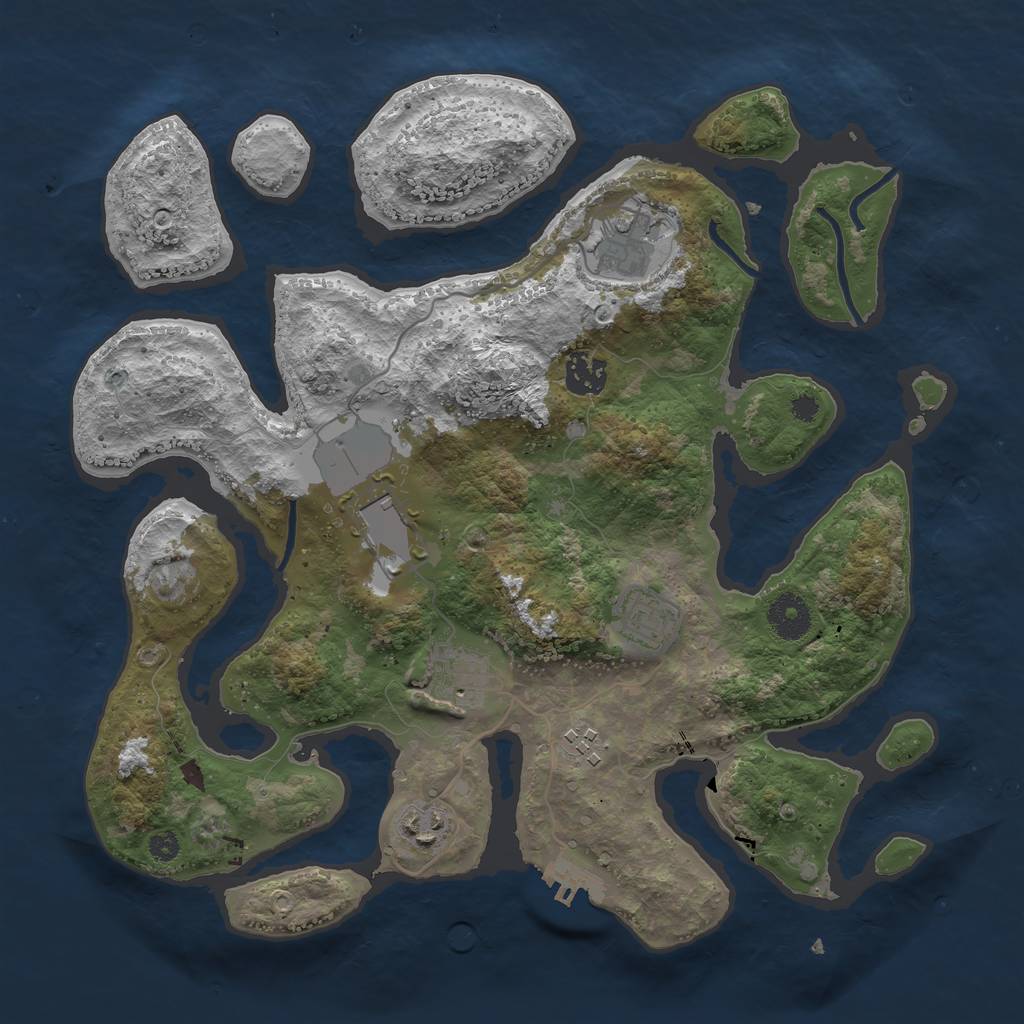 Rust Map: Procedural Map, Size: 3500, Seed: 616579, 10 Monuments