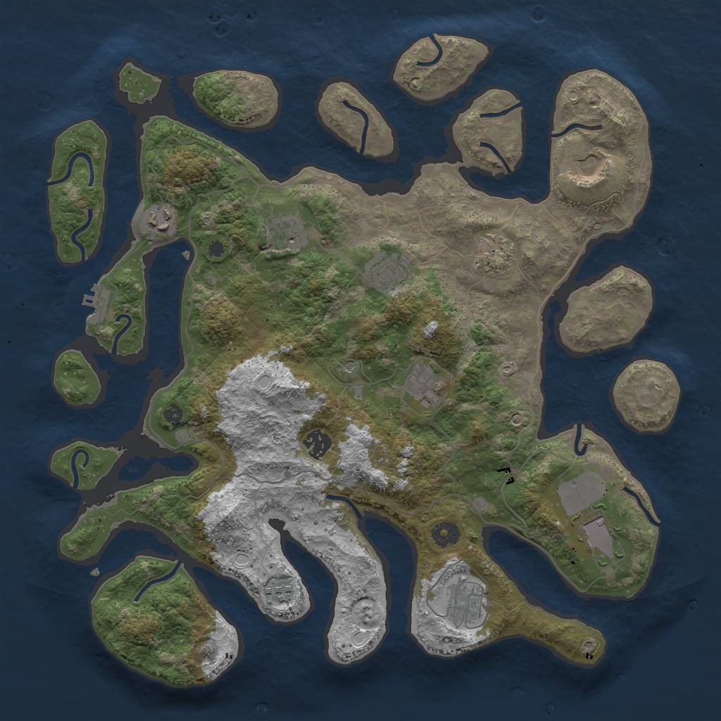 Rust Map: Procedural Map, Size: 4000, Seed: 391450, 17 Monuments