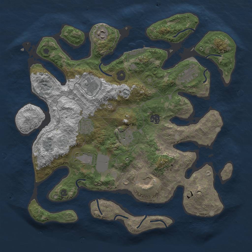 Rust Map: Procedural Map, Size: 3800, Seed: 11277772, 13 Monuments