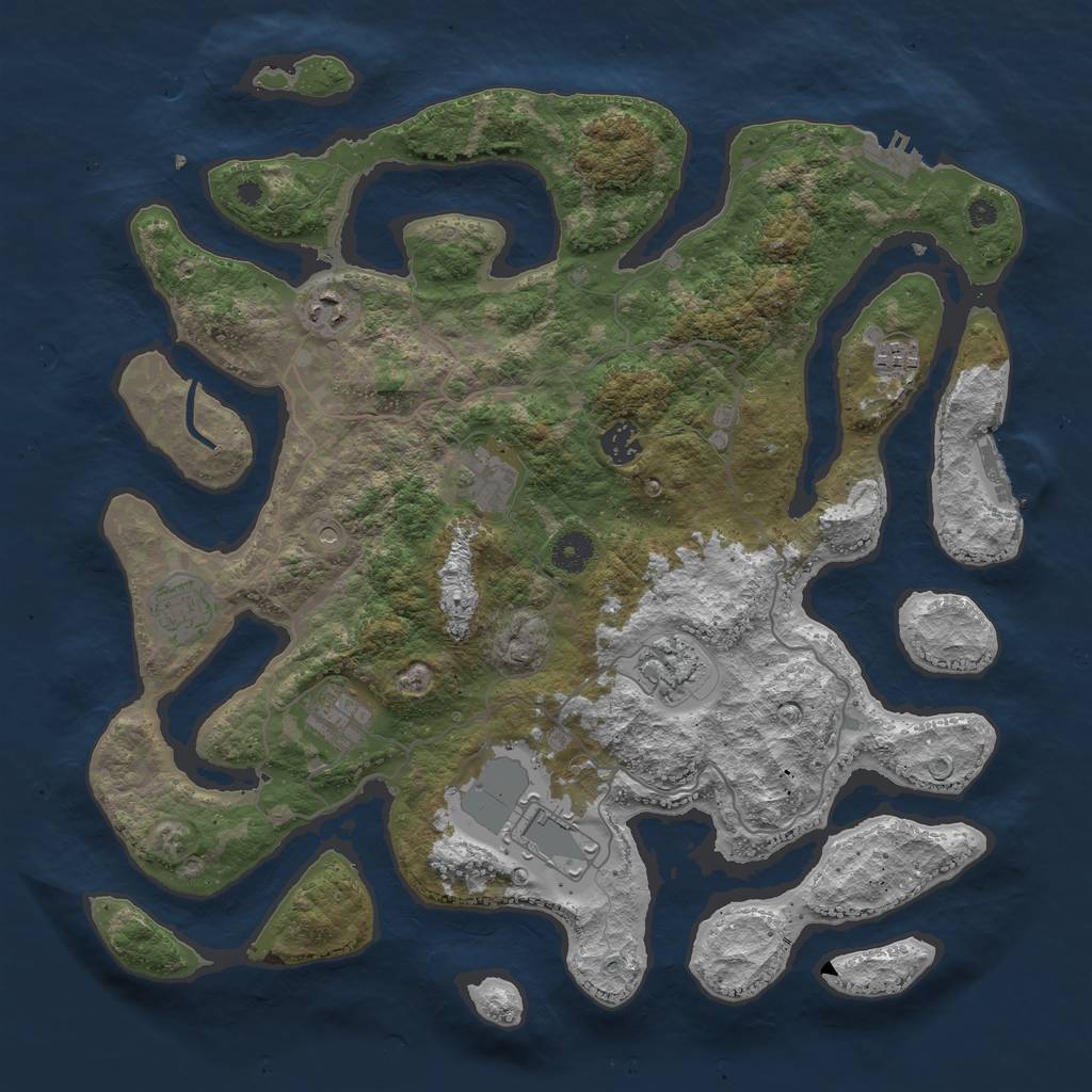 Rust Map: Procedural Map, Size: 4000, Seed: 117600, 13 Monuments