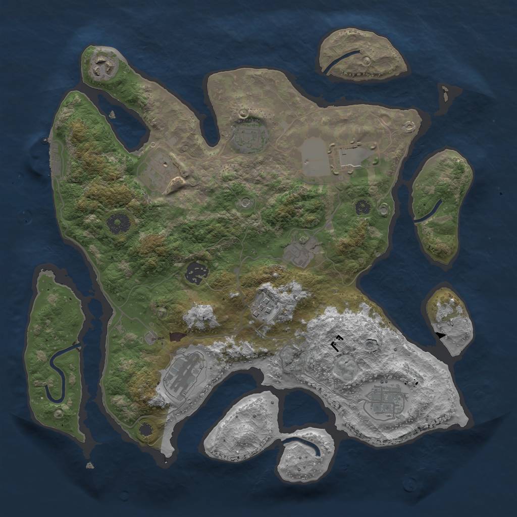 Rust Map: Procedural Map, Size: 3500, Seed: 1762254657, 13 Monuments