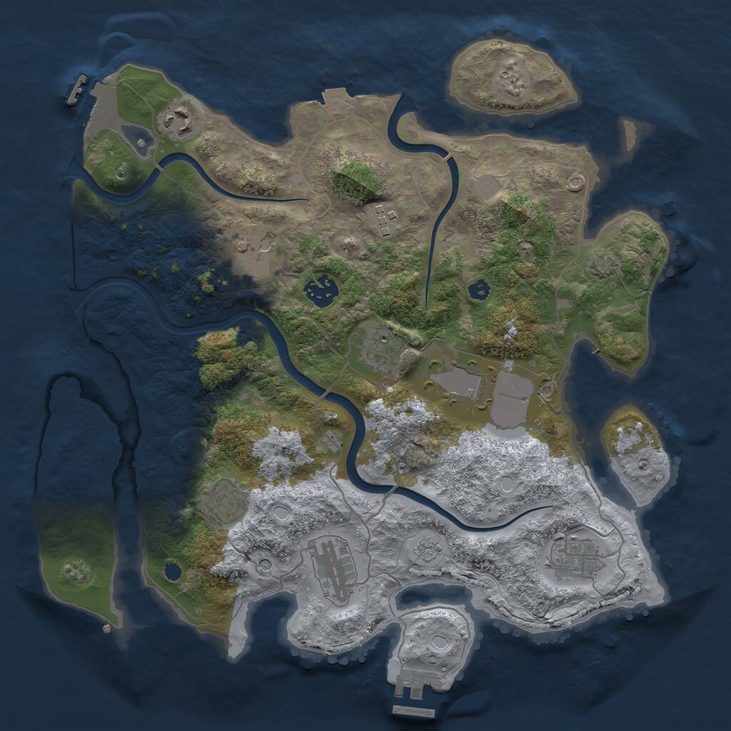 Rust Map: Procedural Map, Size: 3500, Seed: 1762254657, 15 Monuments
