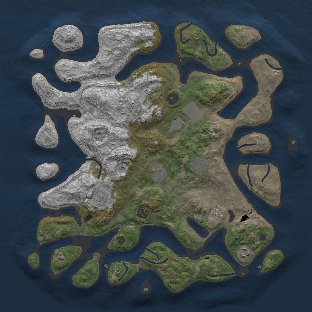 Rust Map: Procedural Map, Size: 4000, Seed: 811530, 11 Monuments