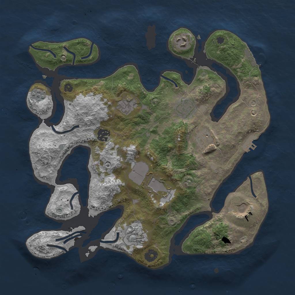 Rust Map: Procedural Map, Size: 3500, Seed: 385740, 14 Monuments