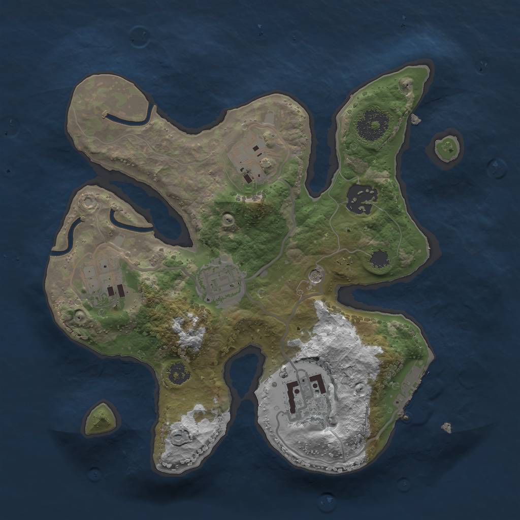 Rust Map: Procedural Map, Size: 2500, Seed: 1241731112, 9 Monuments