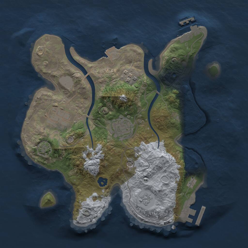 Rust Map: Procedural Map, Size: 2500, Seed: 1241731112, 9 Monuments