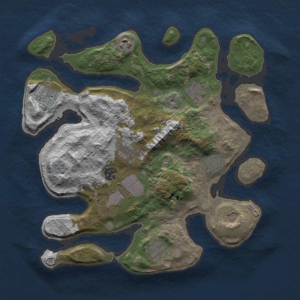 Rust Map: Barren, Size: 3500, Seed: 910348, 13 Monuments