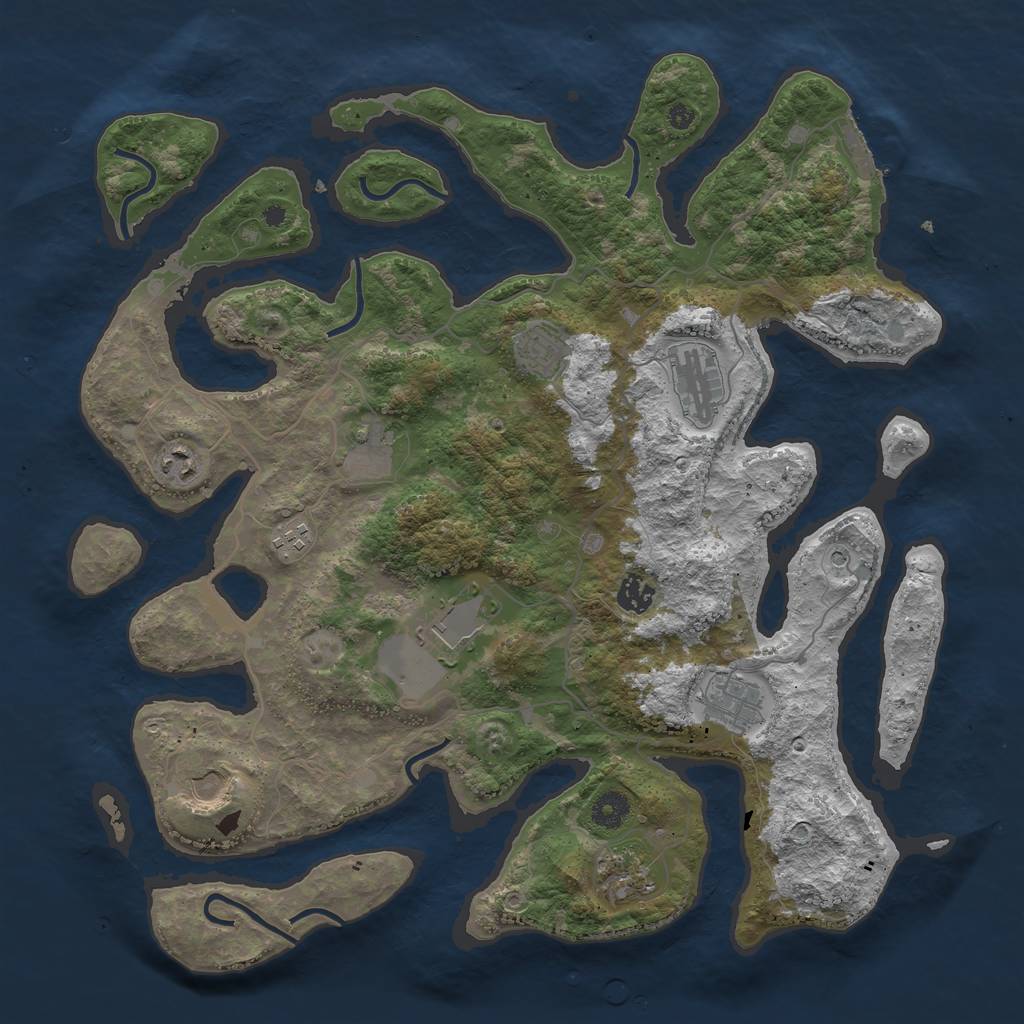 Rust Map: Procedural Map, Size: 4100, Seed: 1483319110, 14 Monuments