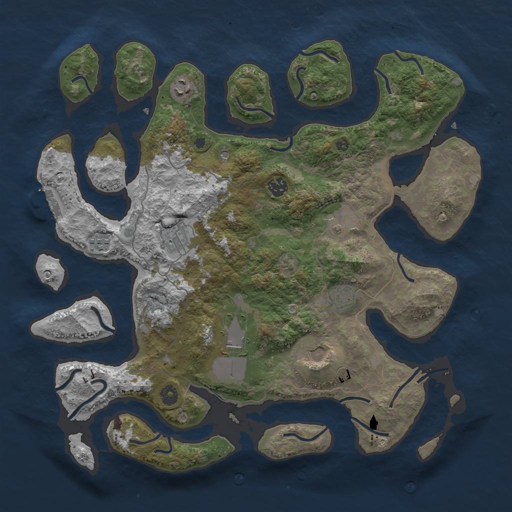 Rust Map: Procedural Map, Size: 4000, Seed: 724325, 12 Monuments