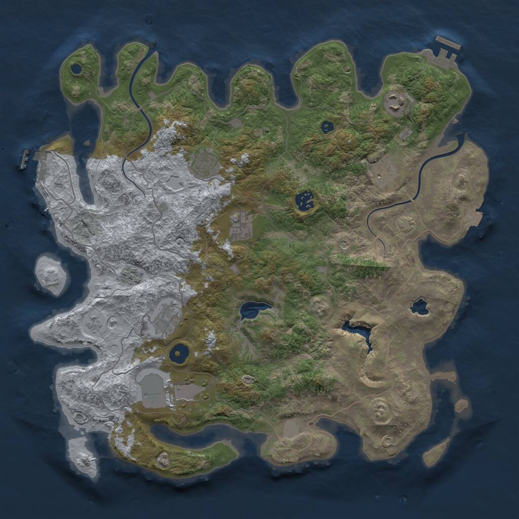 Rust Map: Procedural Map, Size: 4000, Seed: 724325, 14 Monuments