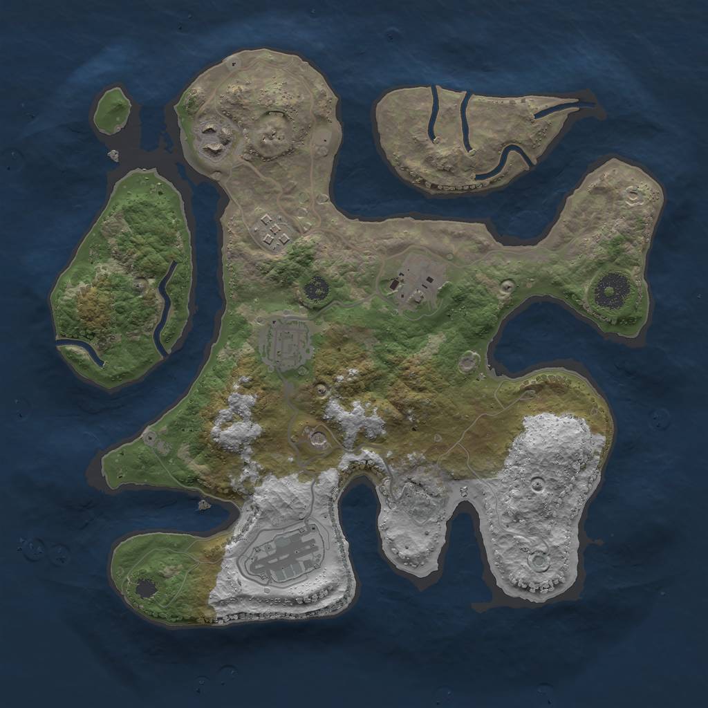 Rust Map: Procedural Map, Size: 3000, Seed: 1708406501, 8 Monuments