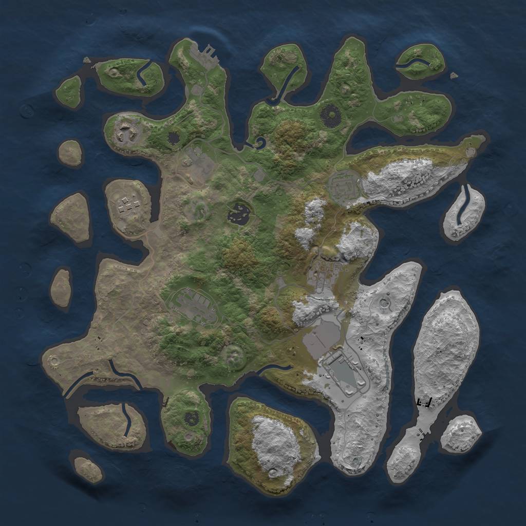 Rust Map: Procedural Map, Size: 3600, Seed: 103943386, 12 Monuments