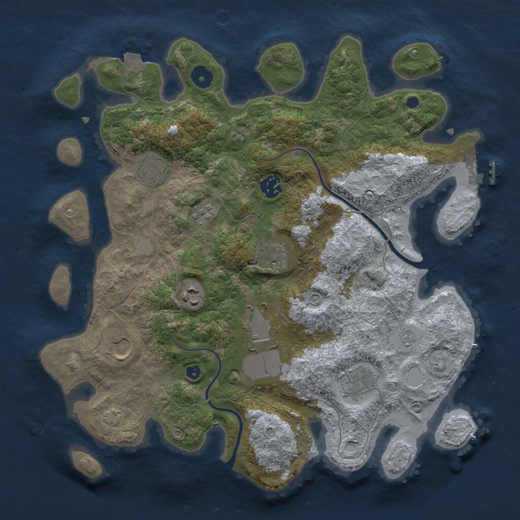 Rust Map: Procedural Map, Size: 3600, Seed: 103943386, 13 Monuments